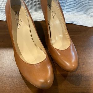 Marc Fischer 10 leather soft brown flatform heels